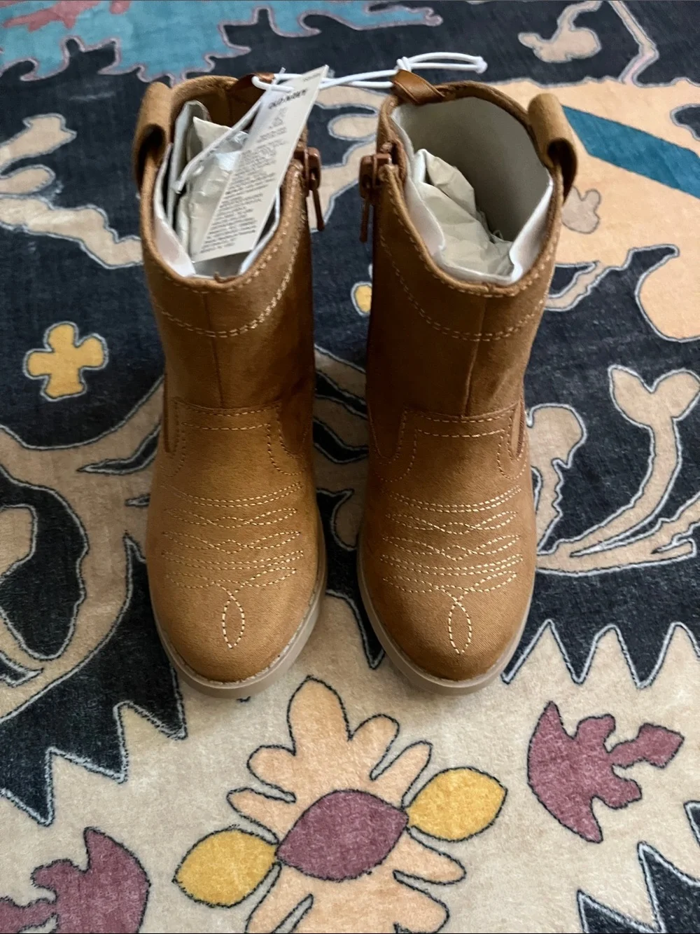 NWT Old Navy Brown Kids Cowboy Booties with Heart Patch